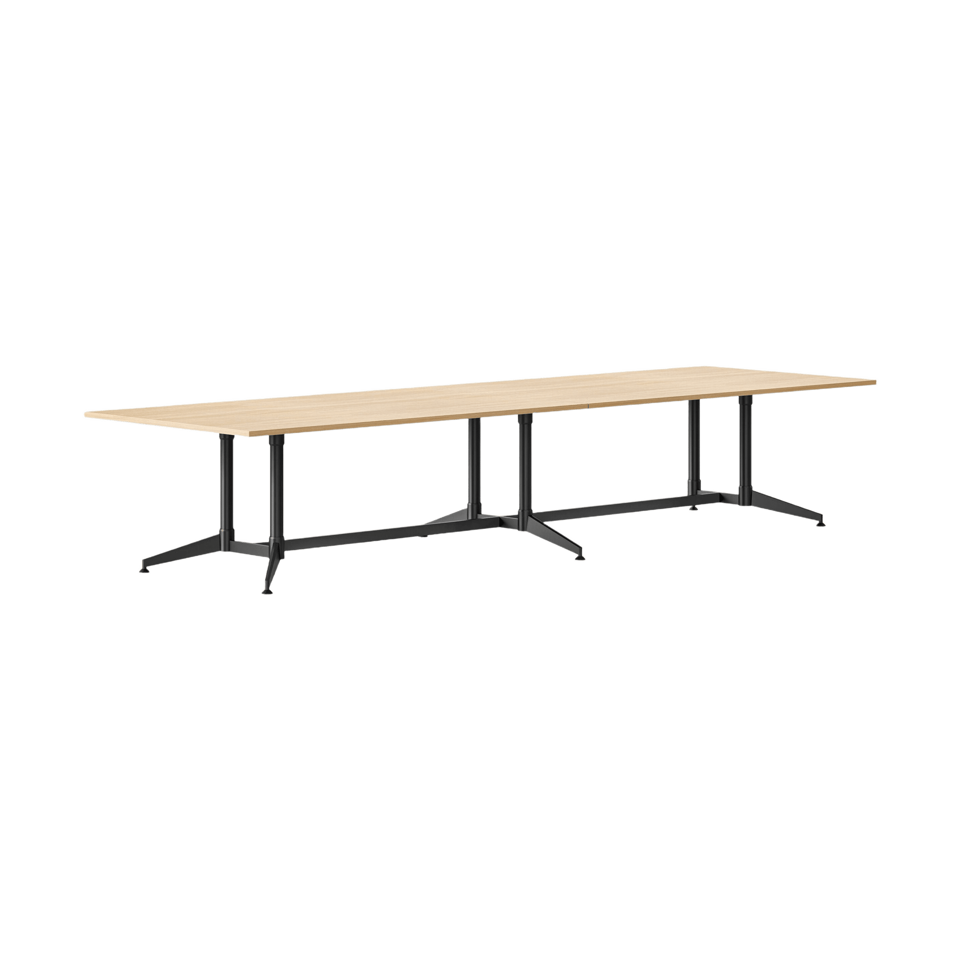 Typhoon Boardroom Table with All Black Legs 3200 x 1200 Natural Oak - Office Furniture Company