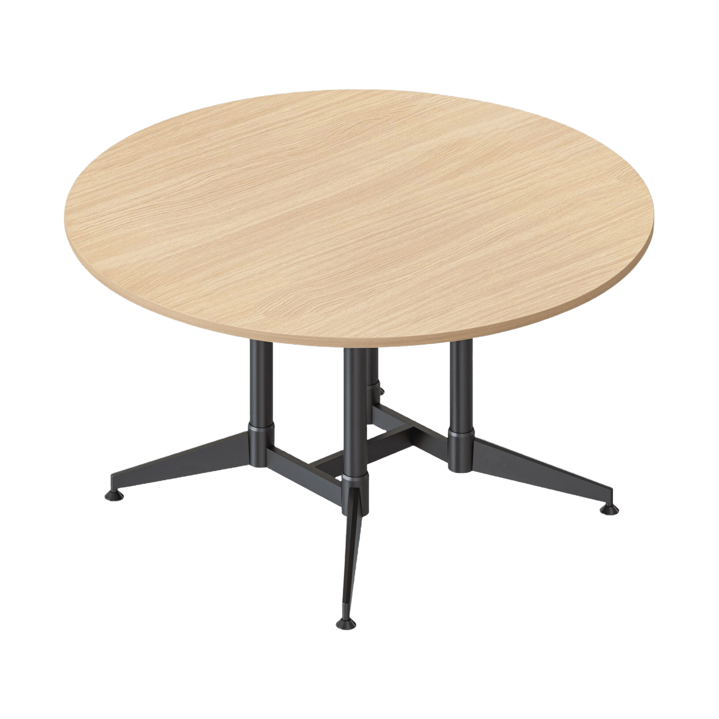 Typhoon Large Round Meeting Table Natural Oak / Black Powdercoat