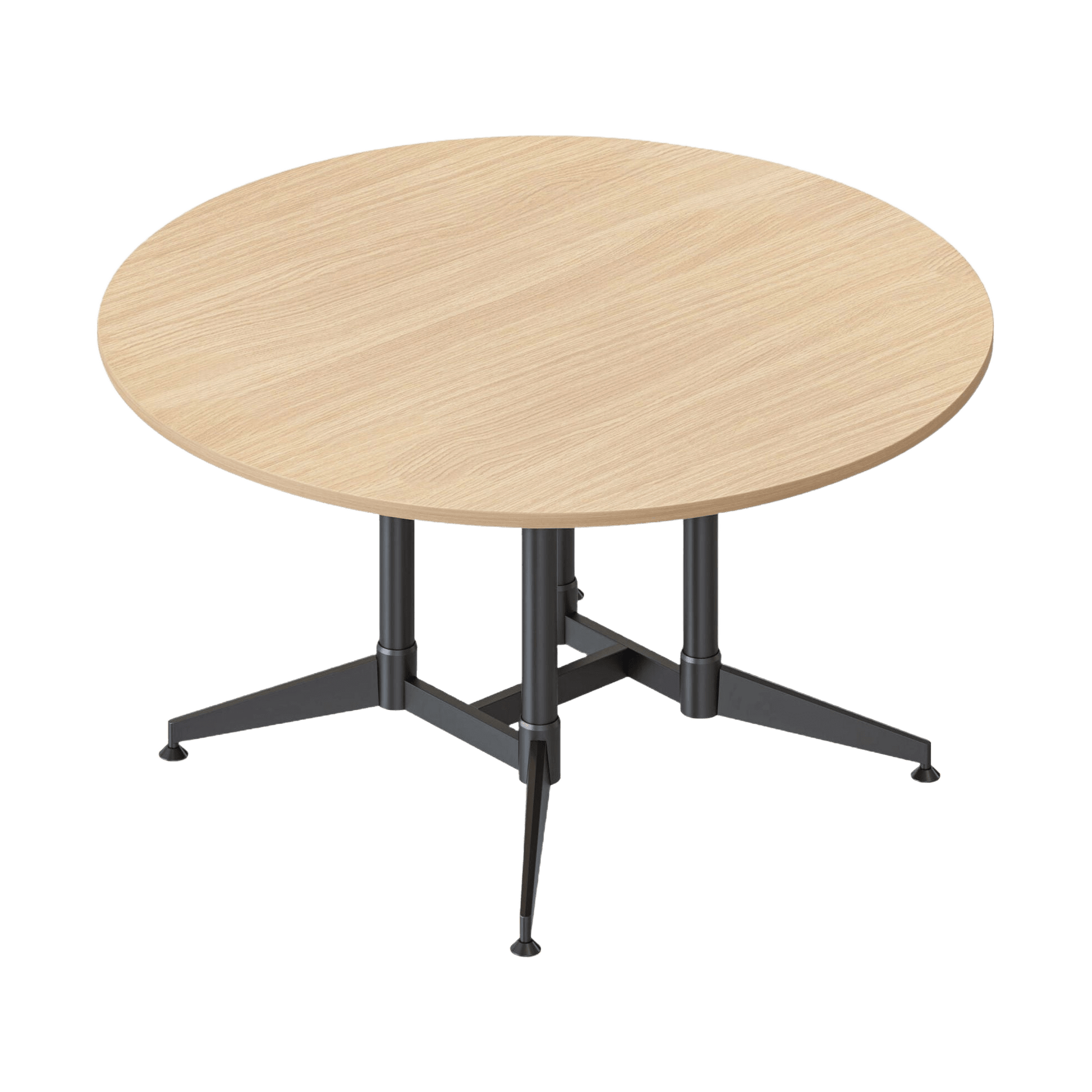 Typhoon Large Round Meeting Table Natural Oak / Black Powdercoat