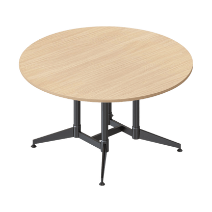 Typhoon Large Round Meeting Table Natural Oak / Black Powdercoat