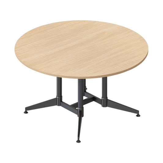 Typhoon Large Round Meeting Table Natural Oak All Black Legs - Office Furniture Company
