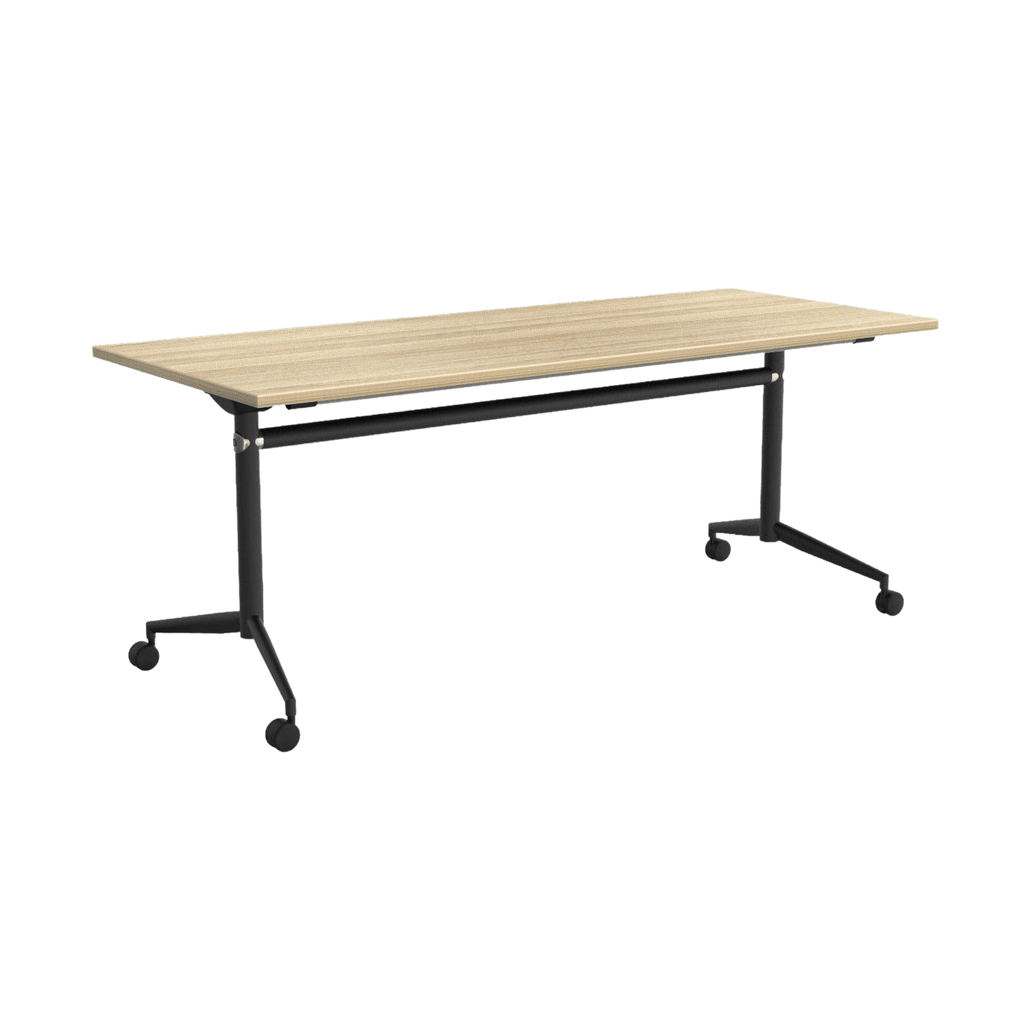 Uni Flip/ Folding Table in New Oak Top 1200x600 / Black Powdercoat
