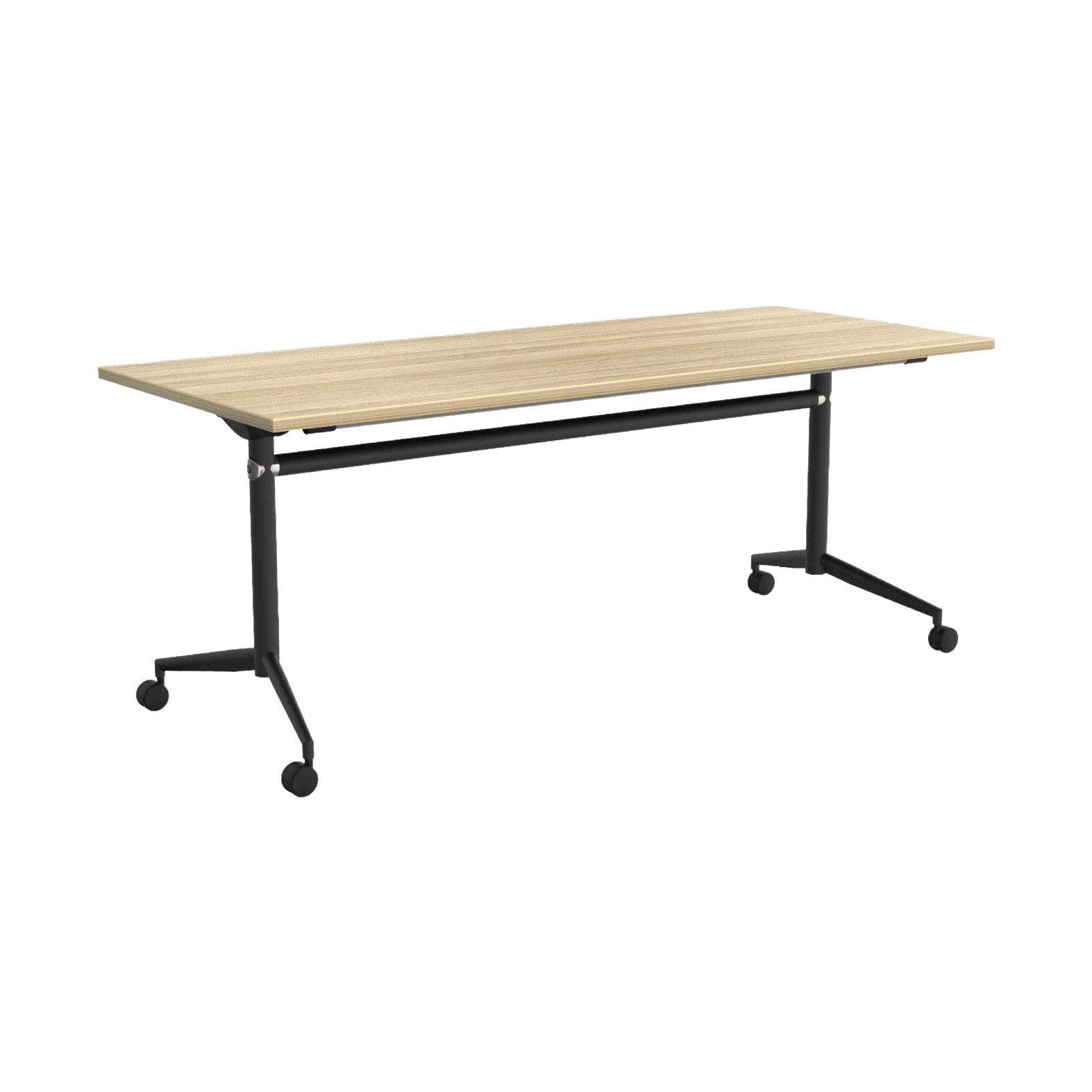 Uni Flip/ Folding Table in New Oak Top 1200x600 / Black Powdercoat