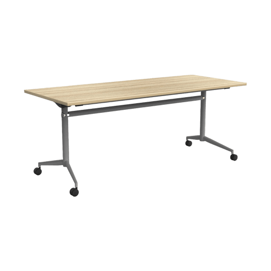 Uni Flip/ Folding Table in New Oak Top 1200 X 600 Chrome Finish - Office Furniture Company