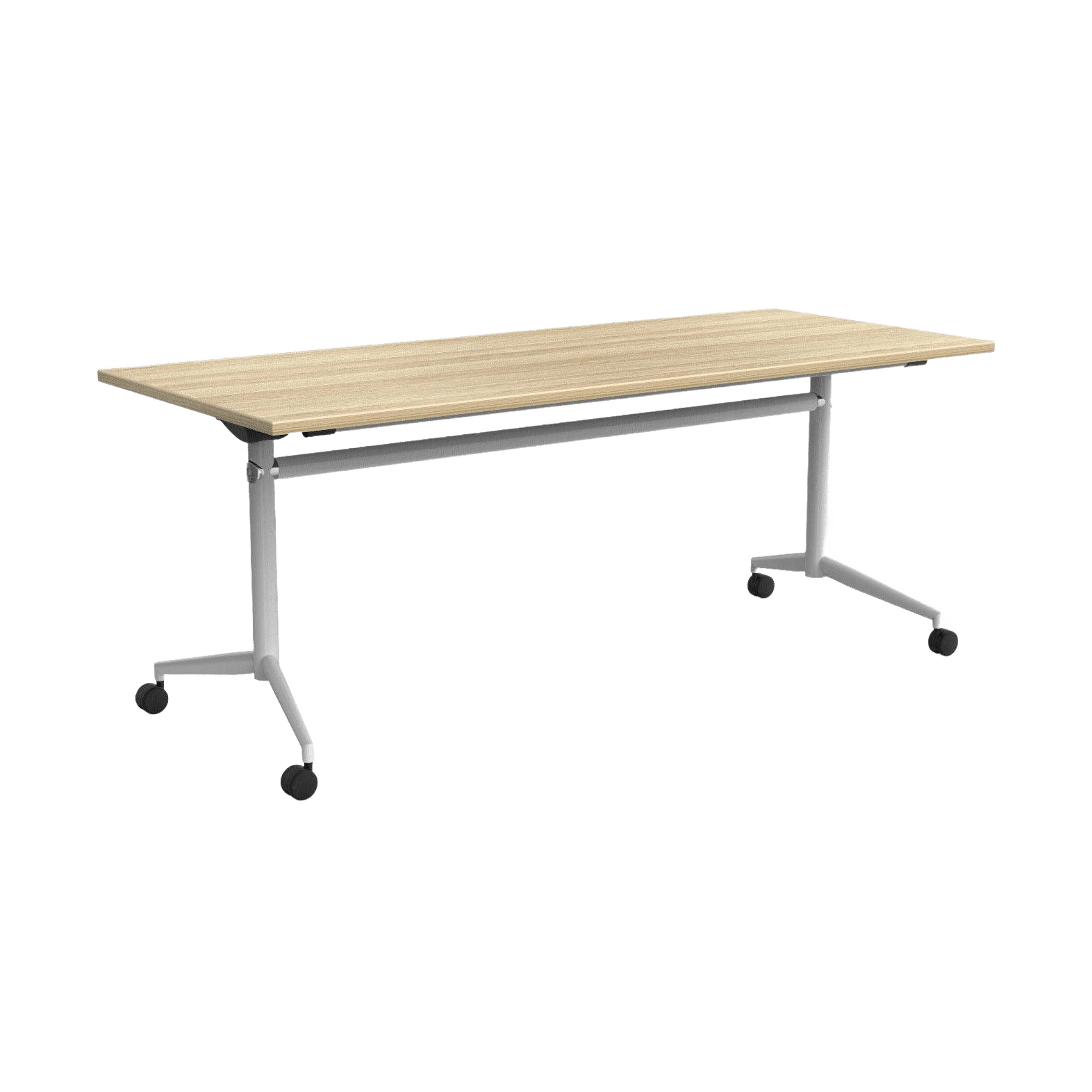 Uni Flip/ Folding Table in New Oak Top 1200x600 / White Powdercoat