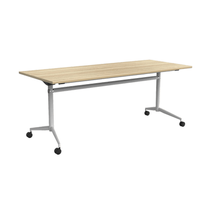Uni Flip/ Folding Table in New Oak Top 1200x600 / White Powdercoat