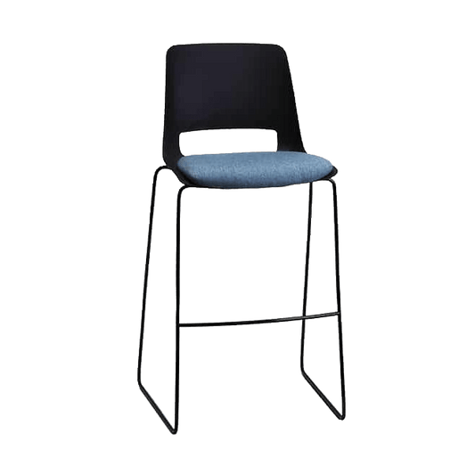 Unica Sled Stool with Seat Pad night - black black - fab Chrome - Office Furniture Company