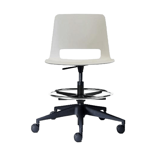 Unica Swivel Drafting Stool PP White Bone (Unica) / Black Plastic Base