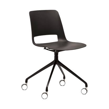 Unica Swivel PP Meeting Chair 4 Star Base (Fixed Height) / Black Metal Base / Black Night (Unica)