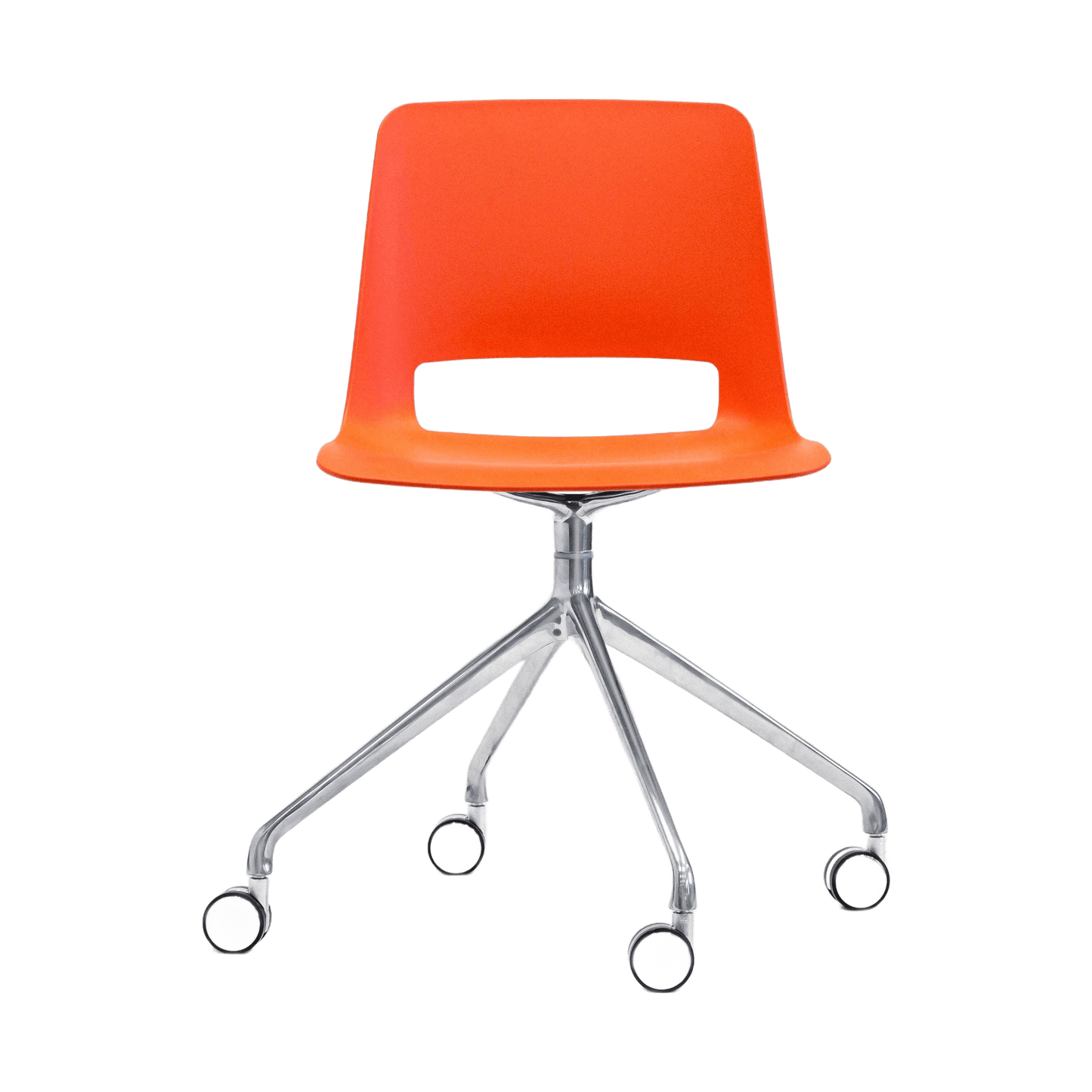 Unica Swivel PP Meeting Chair 4 Star Base (Fixed Height) / Polished Aluminium / Red Blood Orange (Unica)