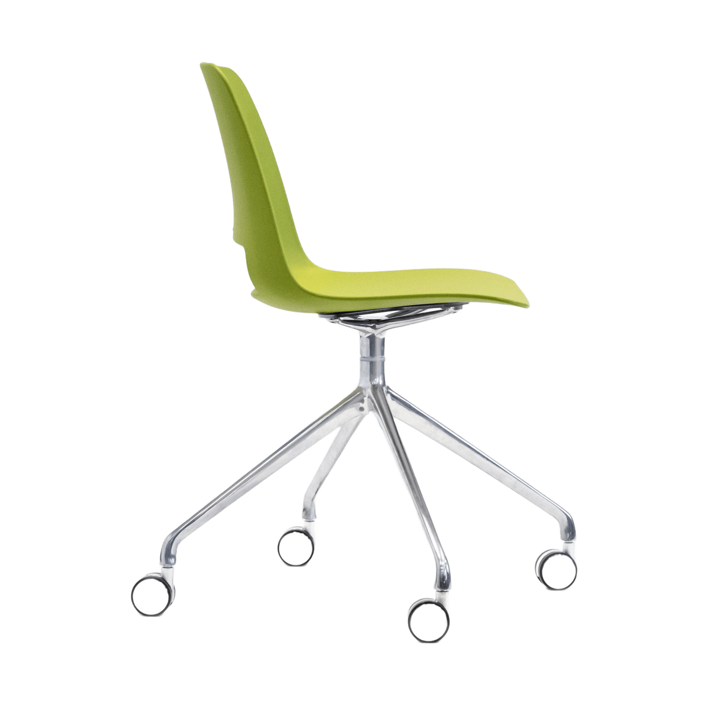 Unica Swivel PP Meeting Chair 4 Star Base (Fixed Height) / Polished Aluminium / Green Moss (Unica)
