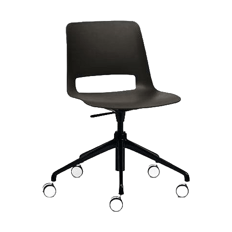 Unica Swivel PP Meeting Chair 5 Star Base (Adjustable Height) / Black Metal Base / Black Night (Unica)