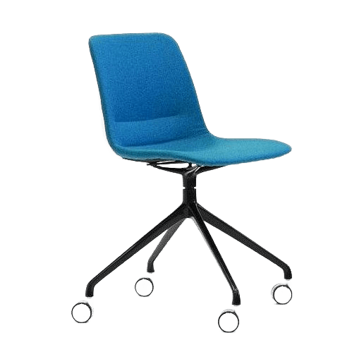 Unica Swivel Upholstered Meeting Chair 4 Star Base (Fixed Height) Polished black - Office Furniture Company