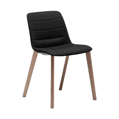 Unica Timber 4 Leg Fully Upholstered Oak Stain Black Fab - Office Furniture Company