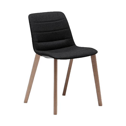 Unica Timber 4 Leg Fully Upholstered Oak Stain Black Fab - Office Furniture Company