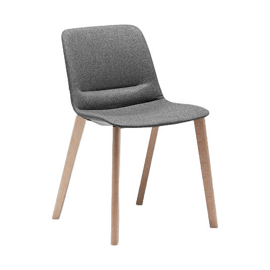 Unica Timber 4 Leg Fully Upholstered Oak Stain Black Fab - Office Furniture Company