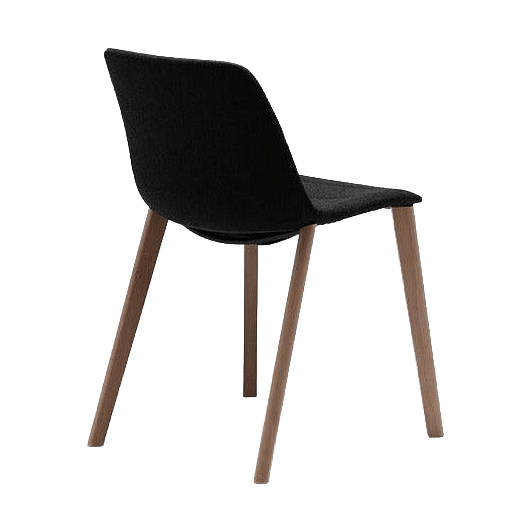Unica Timber 4 Leg Fully Upholstered Oak Stain Black Fab - Office Furniture Company