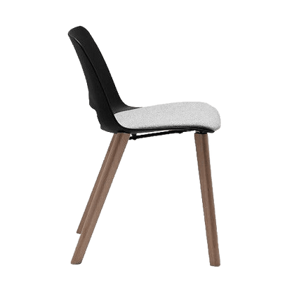 Unica Timber 4 Leg with Seat Pad Night Black Oak Stain Black Fab - Office Furniture Company