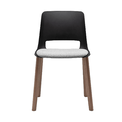Unica Timber 4 Leg with Seat Pad Night Black Oak Stain Black Fab - Office Furniture Company