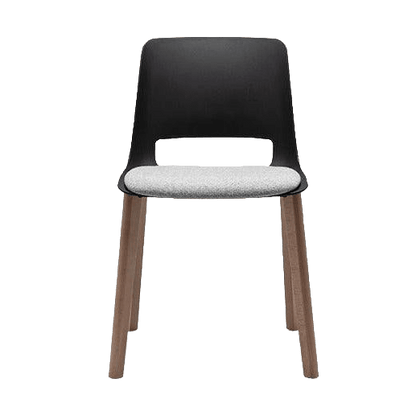 Unica Timber 4 Leg with Seat Pad Night Black Oak Stain Black Fab - Office Furniture Company