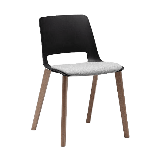 Unica Timber 4 Leg with Seat Pad Night Black Oak Stain Black Fab - Office Furniture Company