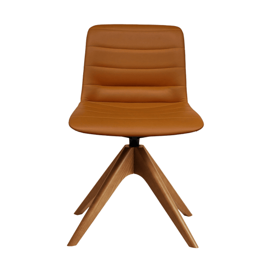Unica Timber Swivel Upholstered Chair in Genuine Leather House Hickory Tan Leather - Office Furniture Company