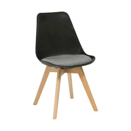 Virgo Visitor Chair Black Shell with Grey Upholstery - Office Furniture Company