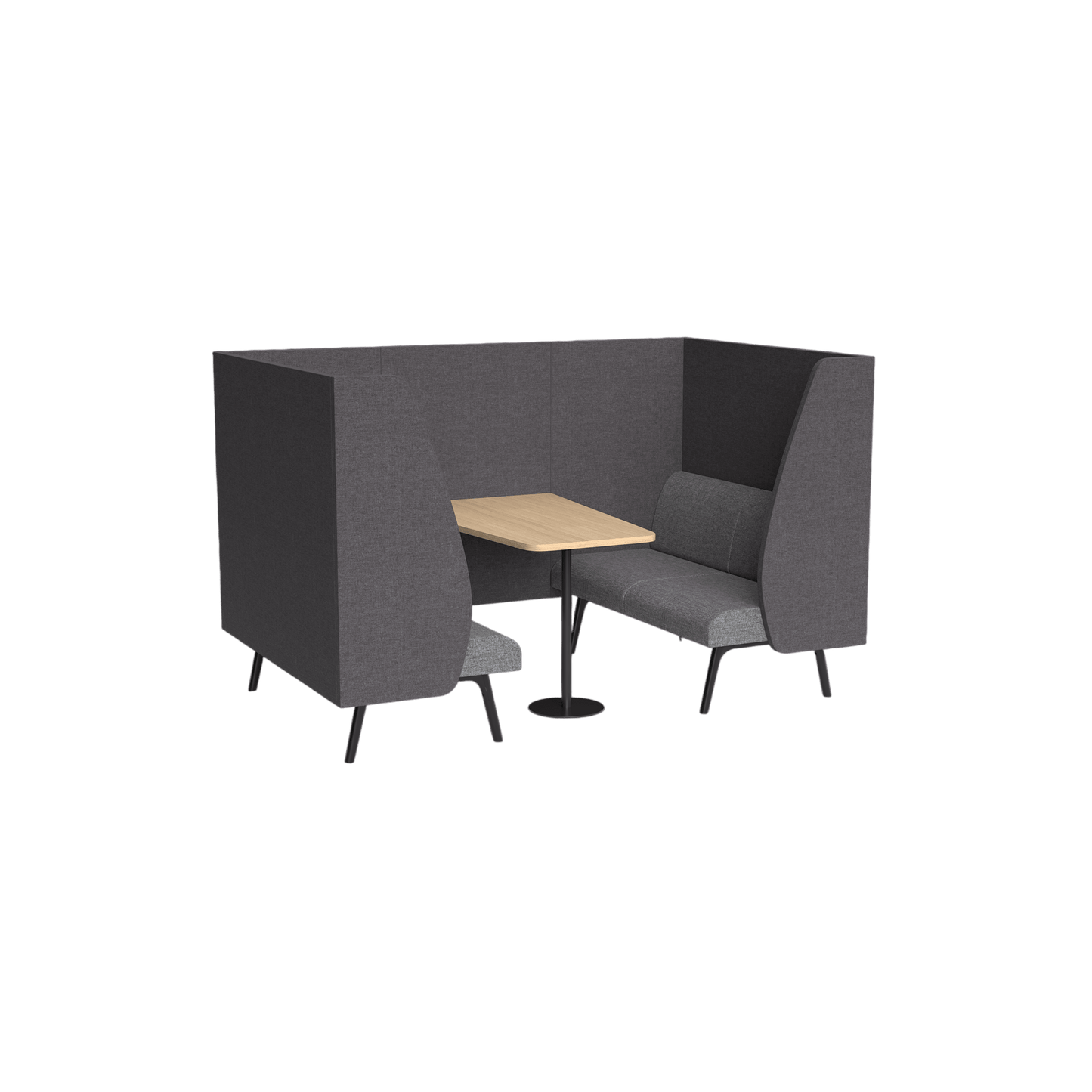 Willow 4 Seater Wrap Around Booth Grey Charcoal Fabric (Vista)