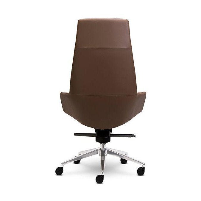 Wing Executive Office Chair Medium Black PU Polished Aluminium
