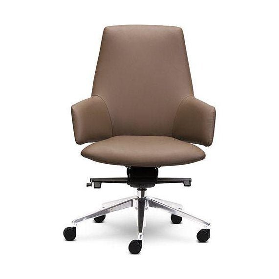 Wing Executive Office Chair Medium Black PU Polished Aluminium