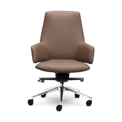 Wing Executive Office Chair Medium Black PU Polished Aluminium