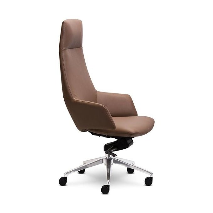 Wing Executive Office Chair Medium Black PU Polished Aluminium