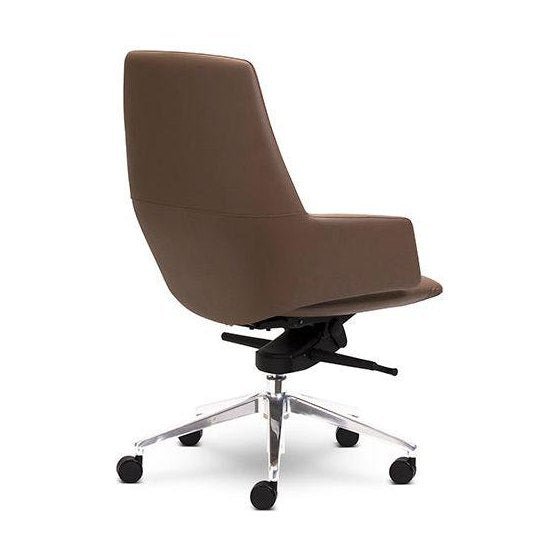 Wing Executive Office Chair Medium Black PU Polished Aluminium