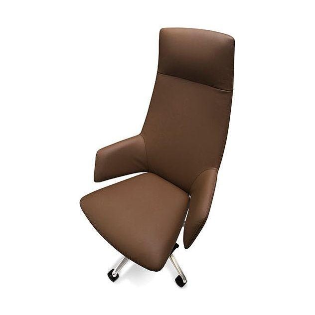 Wing Executive Office Chair Medium Black PU Polished Aluminium