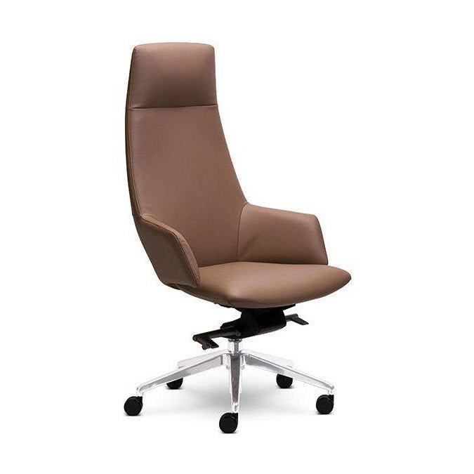 Wing Executive Office Chair Medium Black PU Polished Aluminium