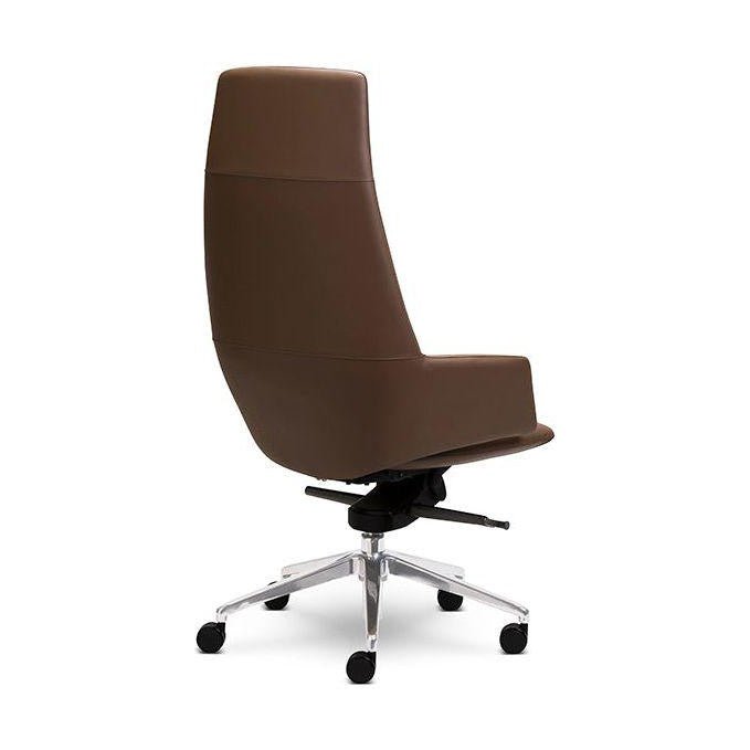 Wing Executive Office Chair Medium Black PU Polished Aluminium